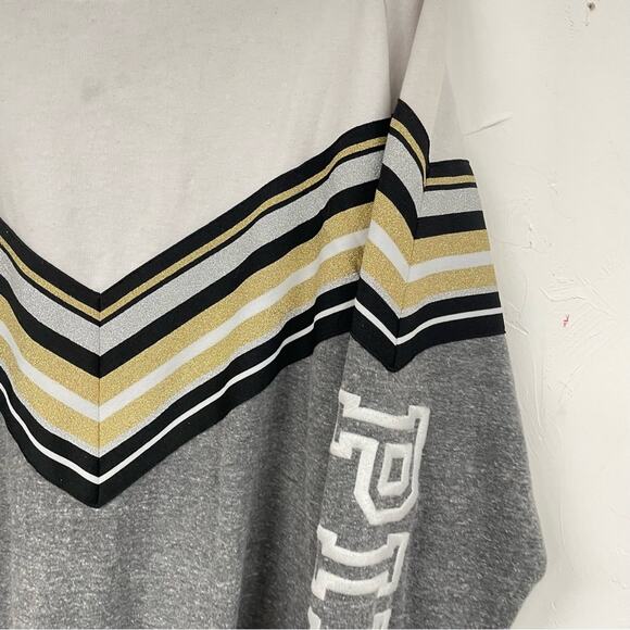 Pink Victoria Secret Grey White Colorblock Women Pullover Sweatshirt Oversized L - Picture 3 of 9